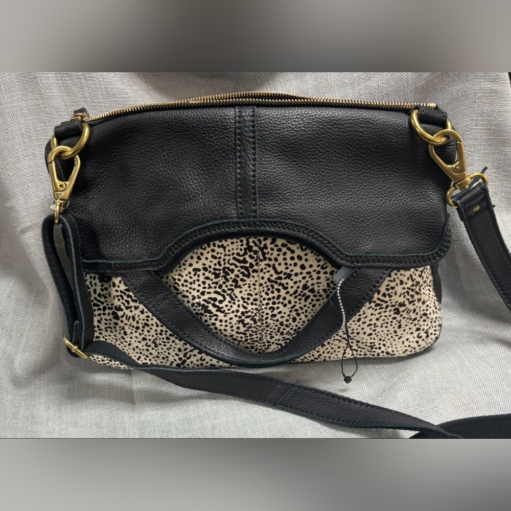 Fossil Erin Cowprint Fold Over Brossbody Bag - image 1